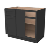 RTA Solid Wood Shaker-Base Blind Corner Cabinet Charcoal Black for Kitchen, Bathroom & Laundry storage, 1 Door 1 Drawer 1 Shelf (REQUEST 42" SPACE)